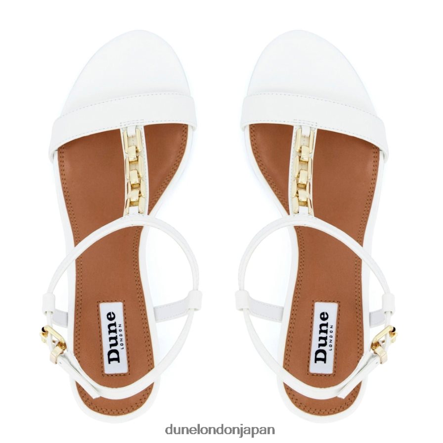 ただ チェーンディテールサンダル 白 女性 Dune London 4JB82R437