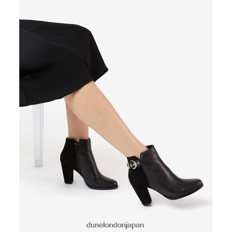 オラ バックルディテールヒールアンクルブーツ 黒 女性 Dune London 4JB82R440