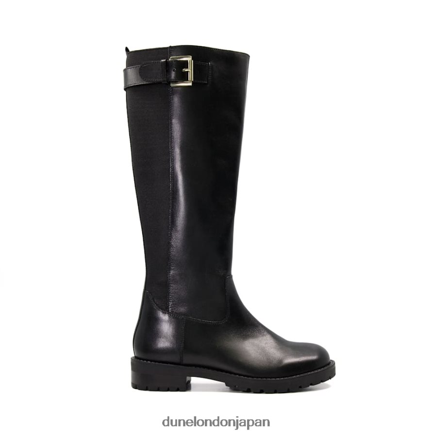 タチアナ トラクターソール レザー ニーハイブーツ 黒 女性 Dune London 4JB82R442