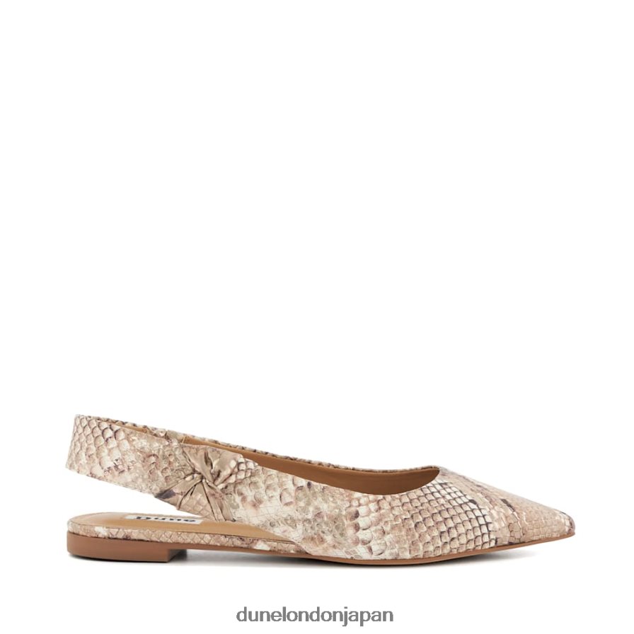 高める レザーフラットスリングバックバレエシューズ 爬虫類 女性 Dune London 4JB82R448