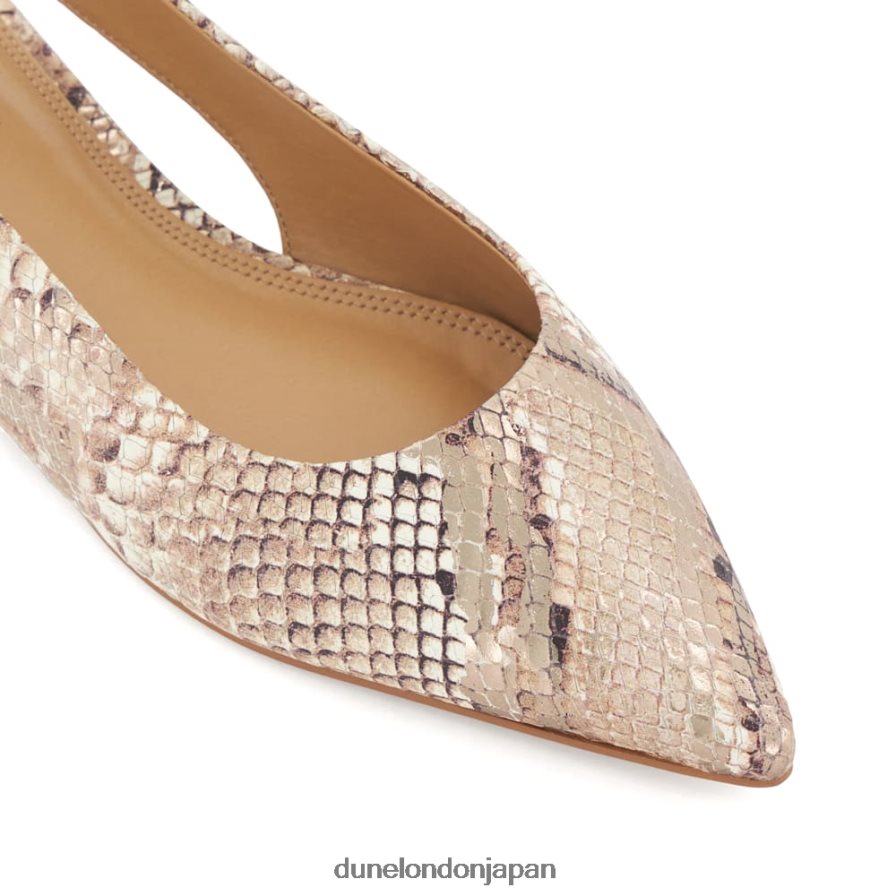 高める レザーフラットスリングバックバレエシューズ 爬虫類 女性 Dune London 4JB82R448