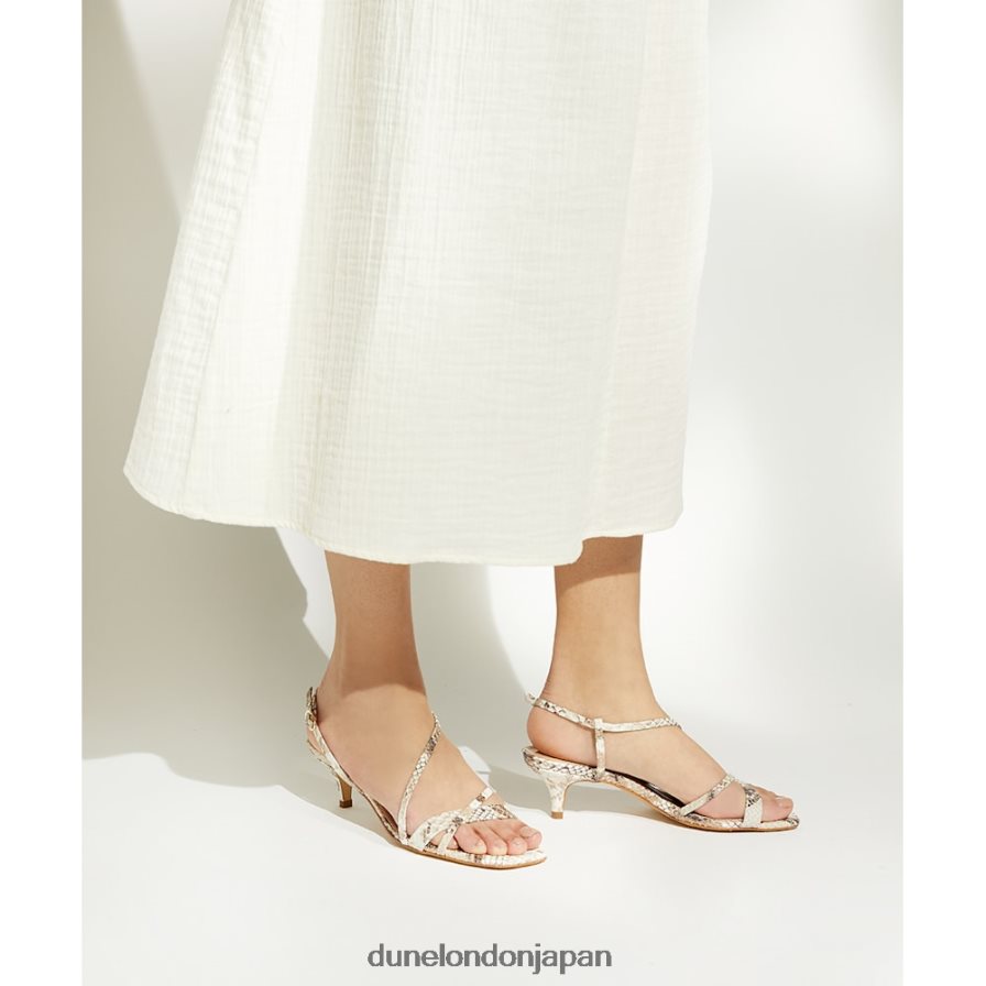 丁寧に 爬虫類プリント レザー キトゥンヒール サンダル 爬虫類 女性 Dune London 4JB82R449