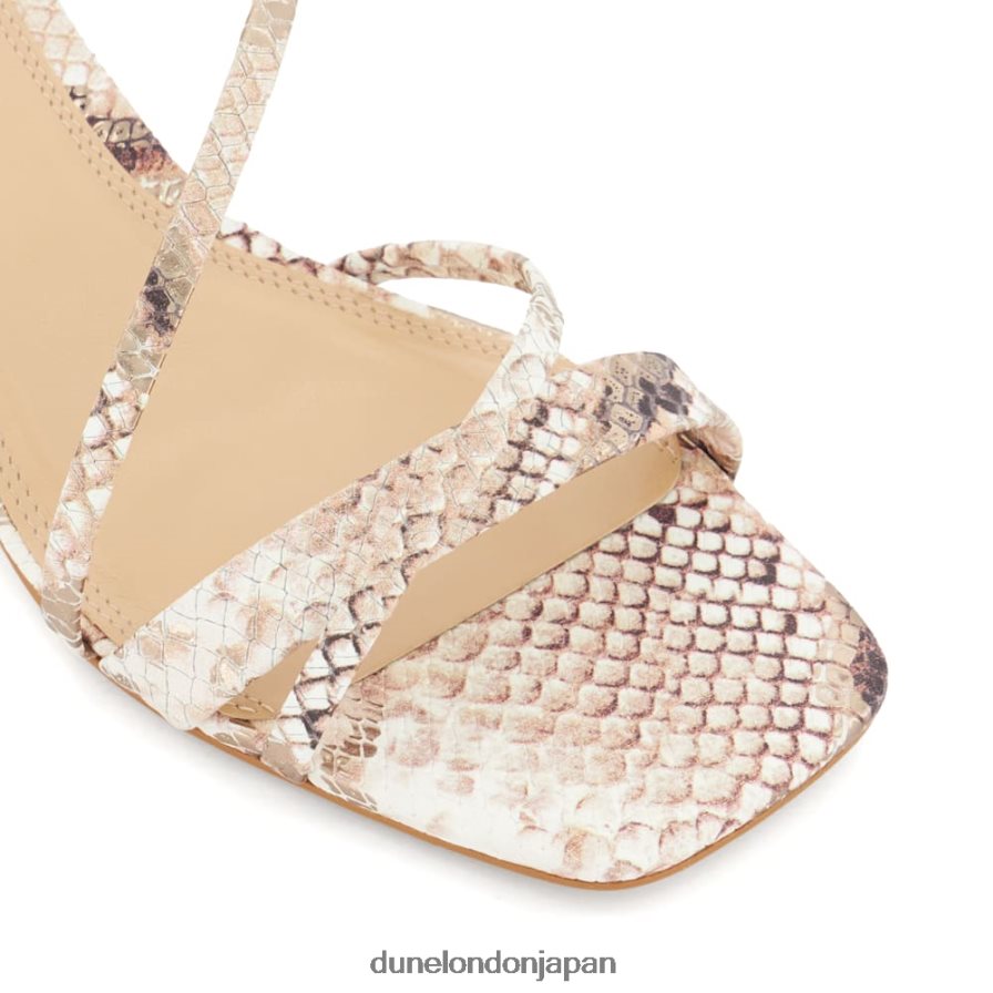 丁寧に 爬虫類プリント レザー キトゥンヒール サンダル 爬虫類 女性 Dune London 4JB82R449