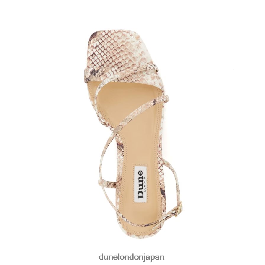 丁寧に 爬虫類プリント レザー キトゥンヒール サンダル 爬虫類 女性 Dune London 4JB82R449