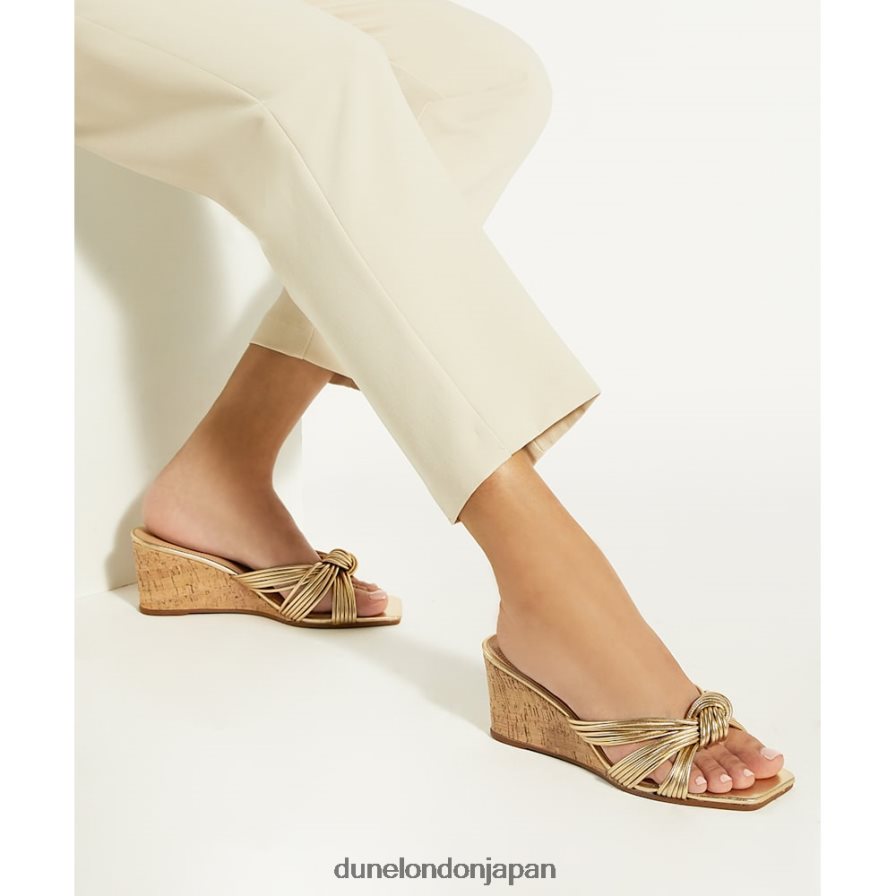 コペ ノットディテール コルクウェッジミュール 金 女性 Dune London 4JB82R450