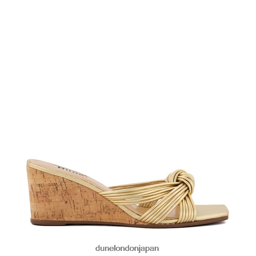 コペ ノットディテール コルクウェッジミュール 金 女性 Dune London 4JB82R450