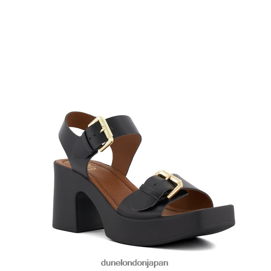 ジェニー レザープラットフォームサンダル 黒 女性 Dune London 4JB82R453