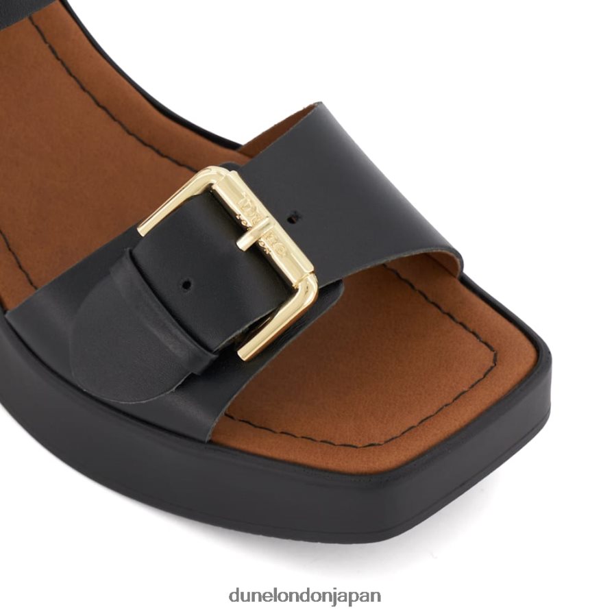 ジェニー レザープラットフォームサンダル 黒 女性 Dune London 4JB82R453
