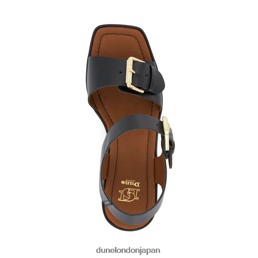 ジェニー レザープラットフォームサンダル 黒 女性 Dune London 4JB82R453
