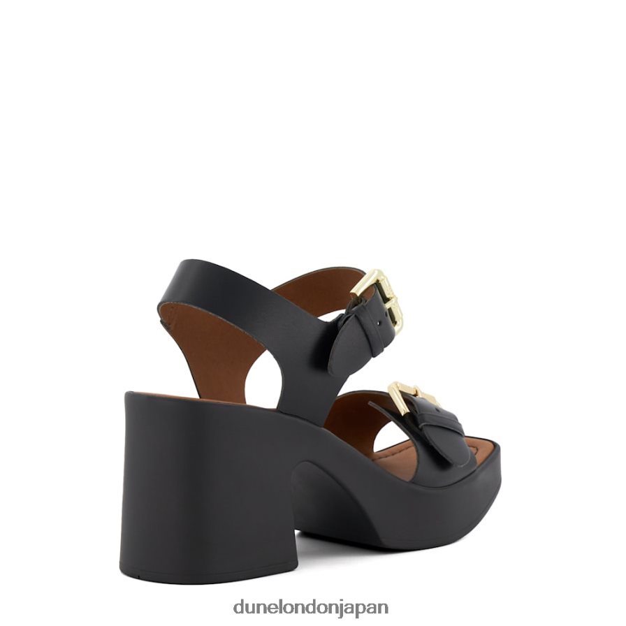 ジェニー レザープラットフォームサンダル 黒 女性 Dune London 4JB82R453
