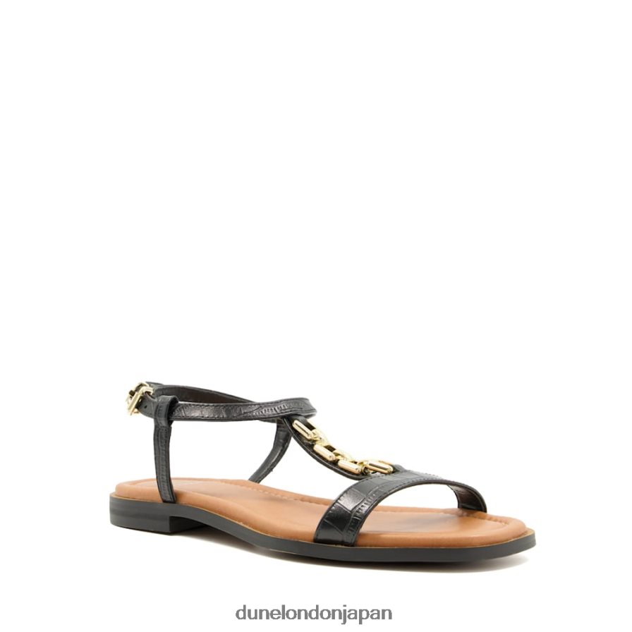 ロッティ チェーンクロコパターン フラットサンダル 黒 女性 Dune London 4JB82R456