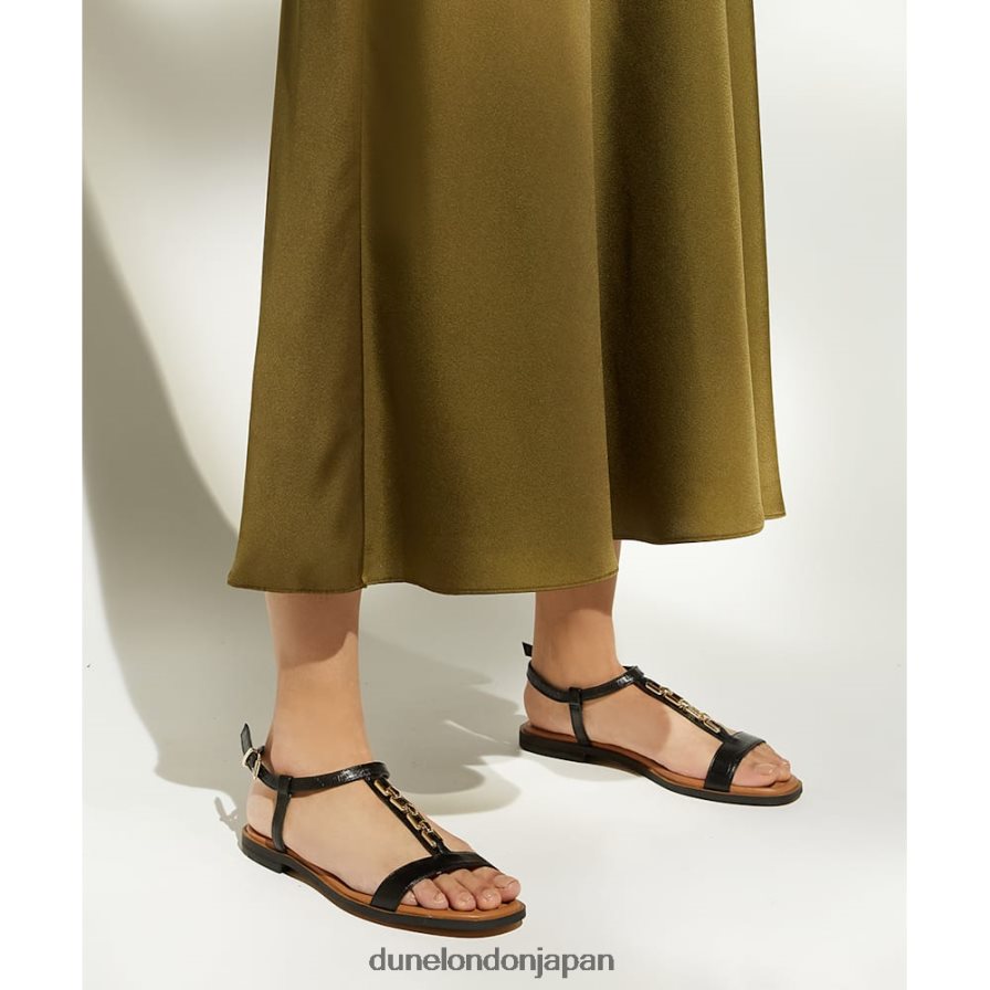 ロッティ チェーンクロコパターン フラットサンダル 黒 女性 Dune London 4JB82R456