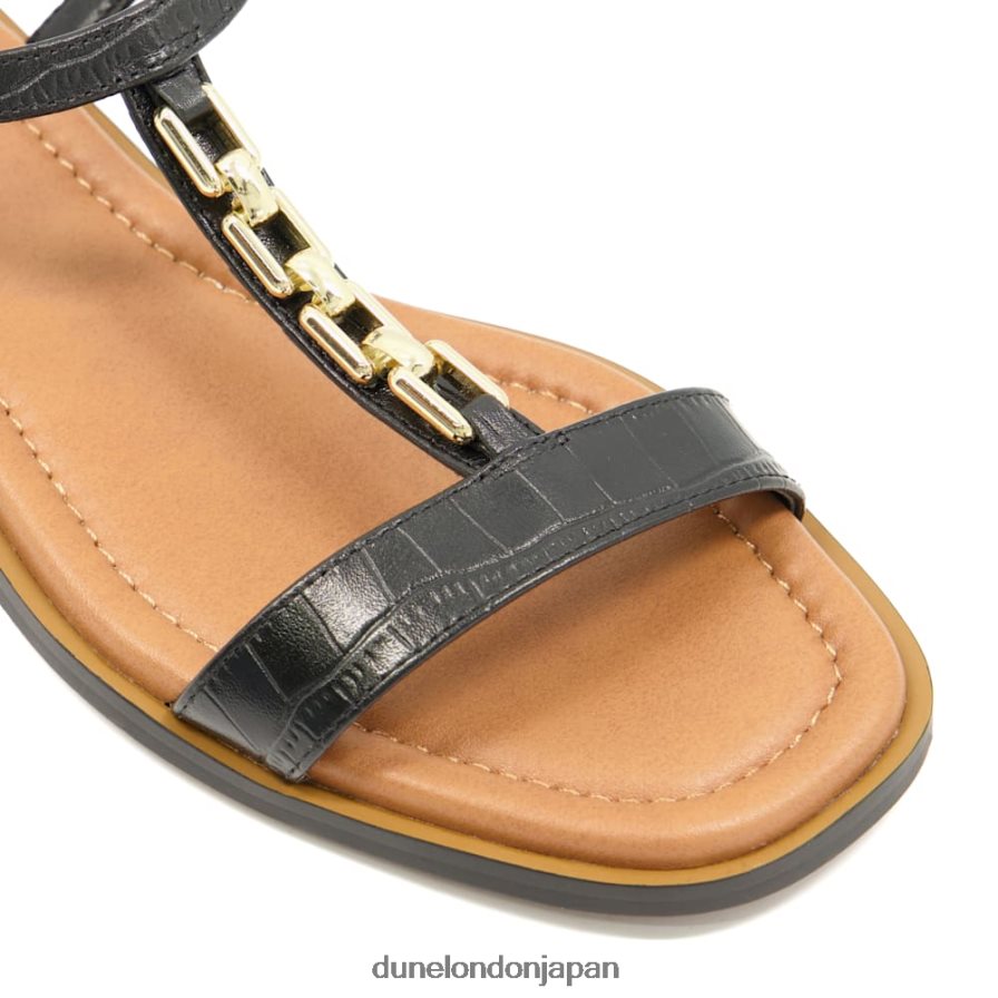 ロッティ チェーンクロコパターン フラットサンダル 黒 女性 Dune London 4JB82R456