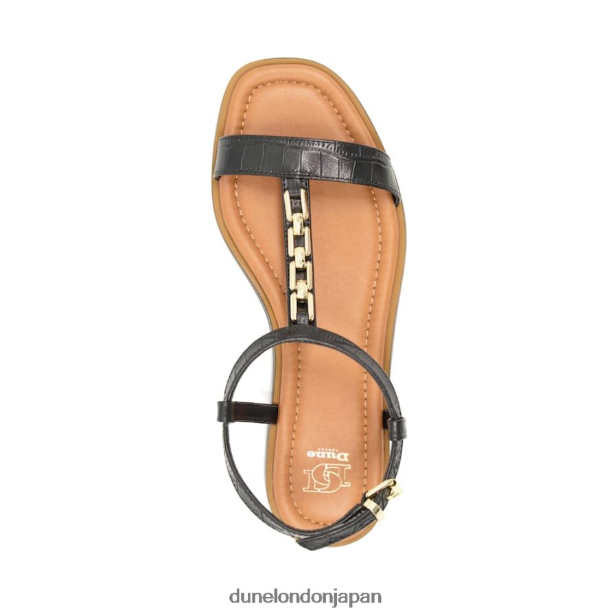 ロッティ チェーンクロコパターン フラットサンダル 黒 女性 Dune London 4JB82R456