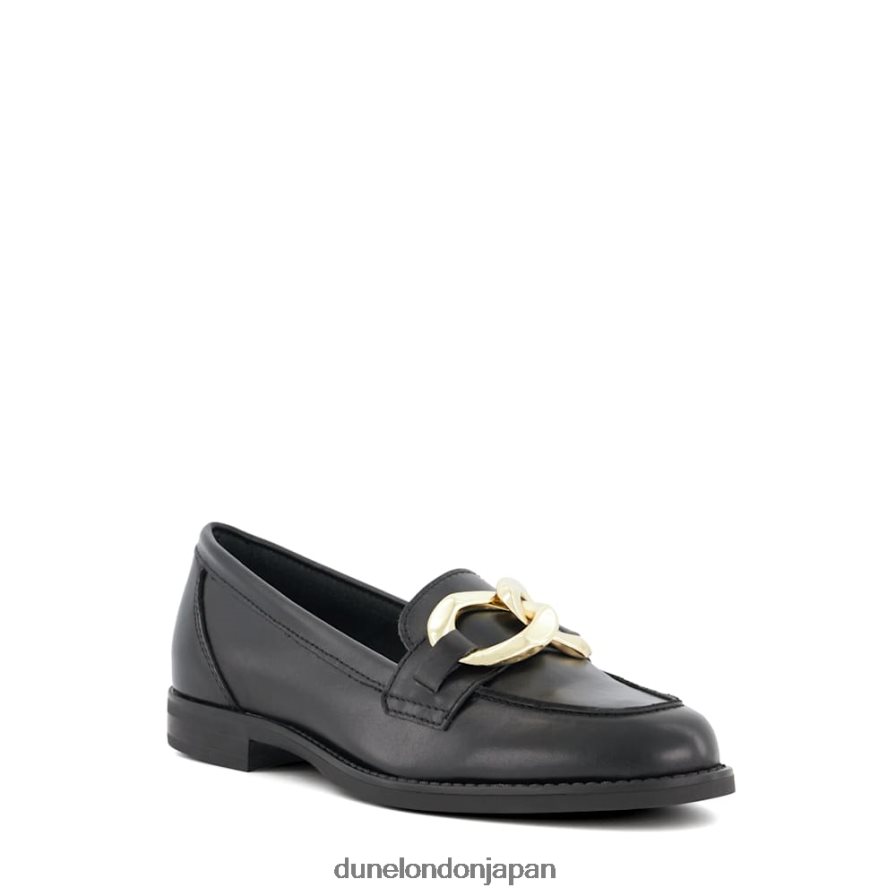 女神 チェーンディテール レザーローファー 黒 女性 Dune London 4JB82R46