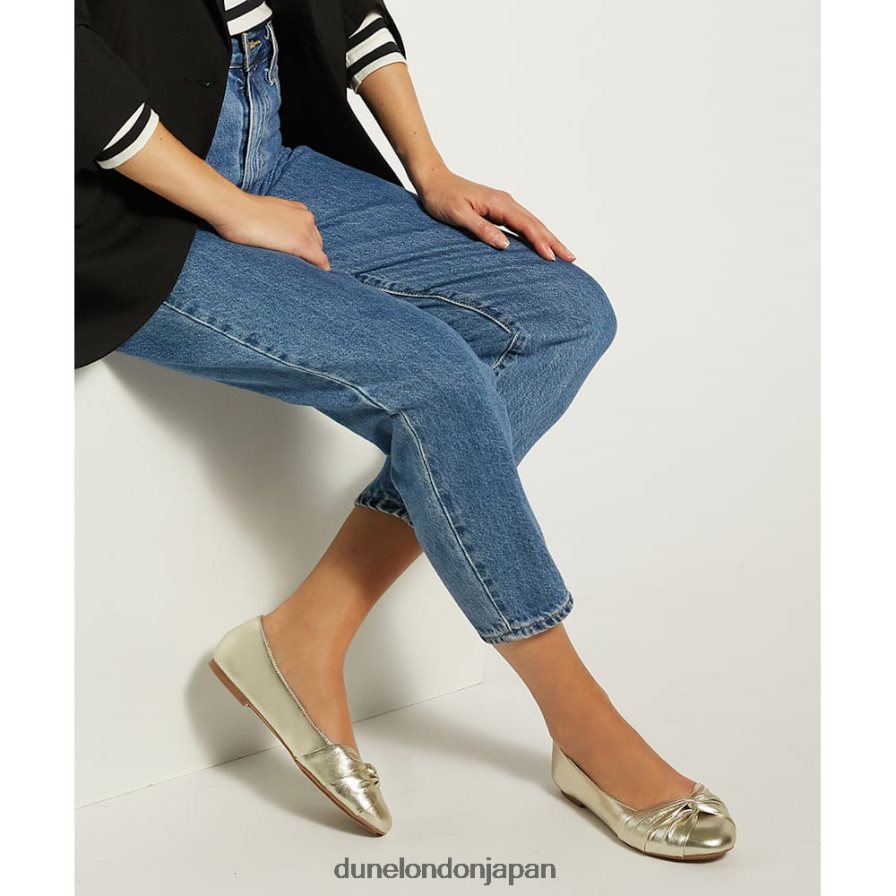 ハンソン ツイストフロントバレエシューズ 金 女性 Dune London 4JB82R460