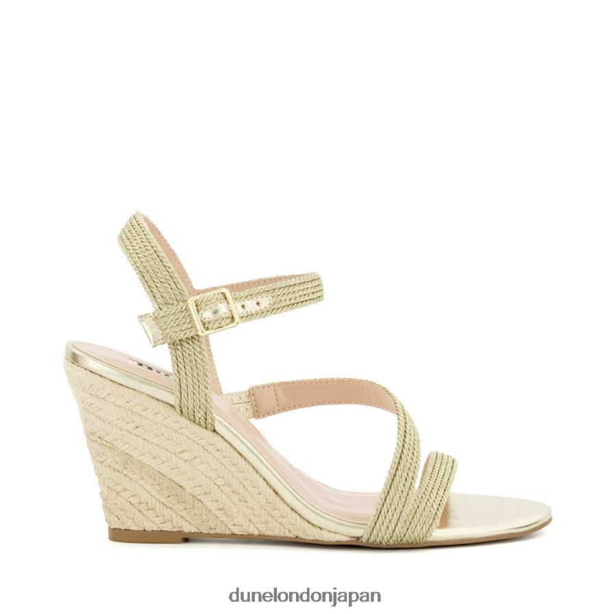 カイア ストラップ ウーブンウェッジサンダル 金 女性 Dune London 4JB82R464