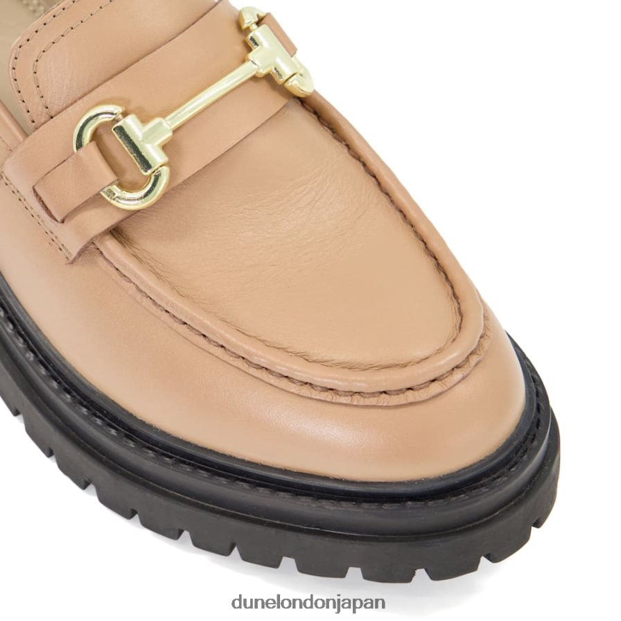 ギャラガー クリートソール レザー スナッフルトリム ローファー キャメル 女性 Dune London 4JB82R469