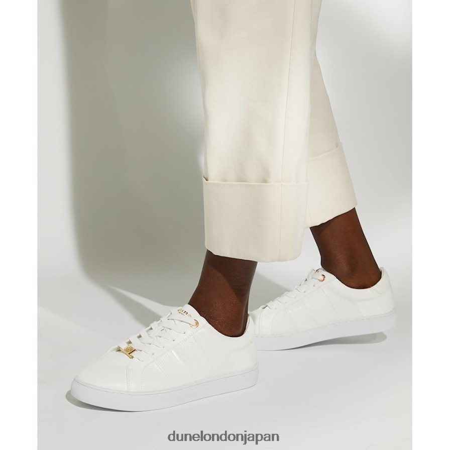 エバーリー ワイドフィット レースアップトレーナー 白 女性 Dune London 4JB82R471