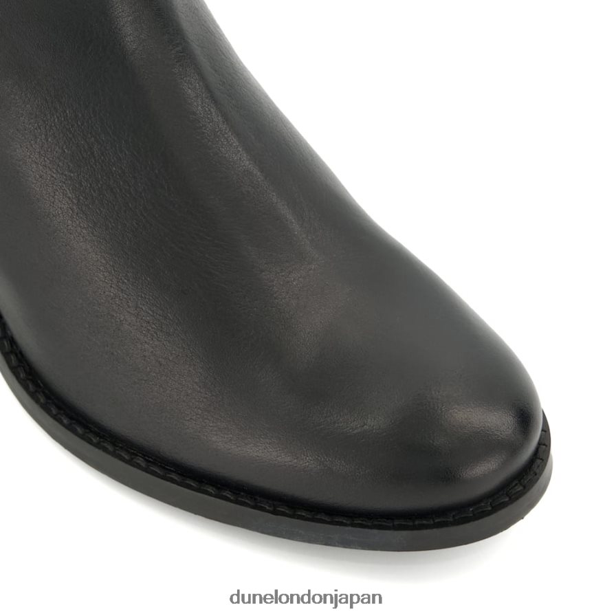 パノラマ レザー ブロックヒール アンクルブーツ 黒 女性 Dune London 4JB82R475