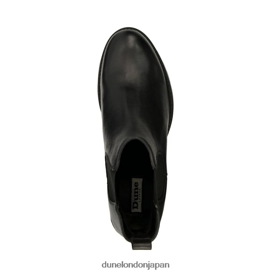 パノラマ レザー ブロックヒール アンクルブーツ 黒 女性 Dune London 4JB82R475