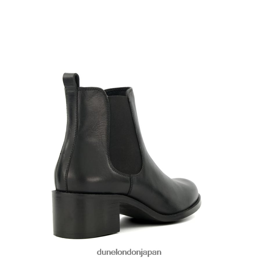 パノラマ レザー ブロックヒール アンクルブーツ 黒 女性 Dune London 4JB82R475