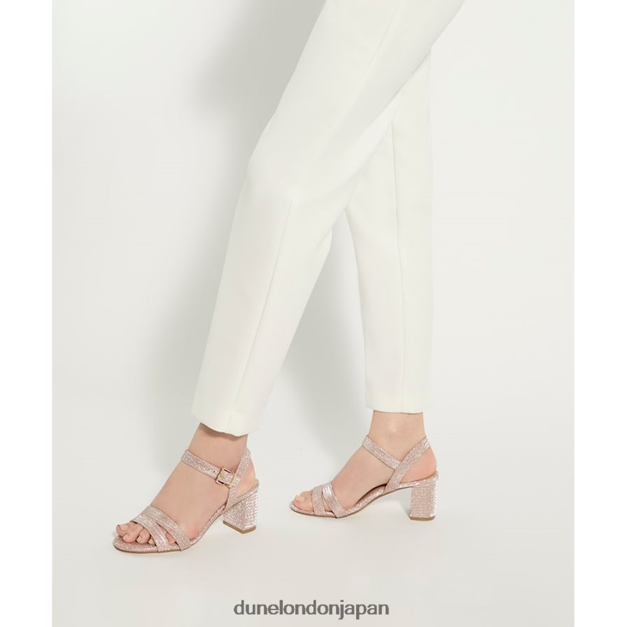 メリサ ワイドフィット ミッドブロックヒール サンダル ローズゴールド 女性 Dune London 4JB82R476