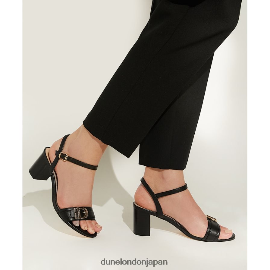 ジェシー バックルストラップ ブロックヒール サンダル 黒 女性 Dune London 4JB82R478