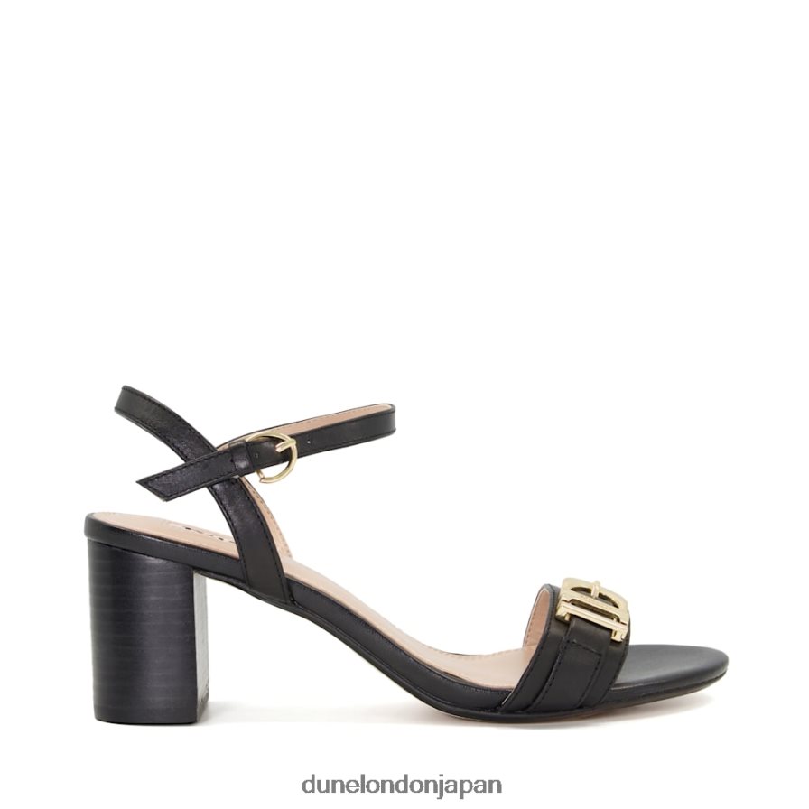 ジェシー バックルストラップ ブロックヒール サンダル 黒 女性 Dune London 4JB82R478