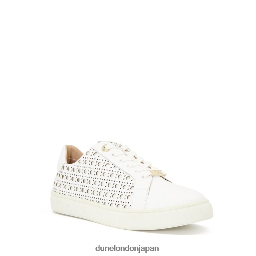 容易に レーザーカット レザースニーカー 白 女性 Dune London 4JB82R481