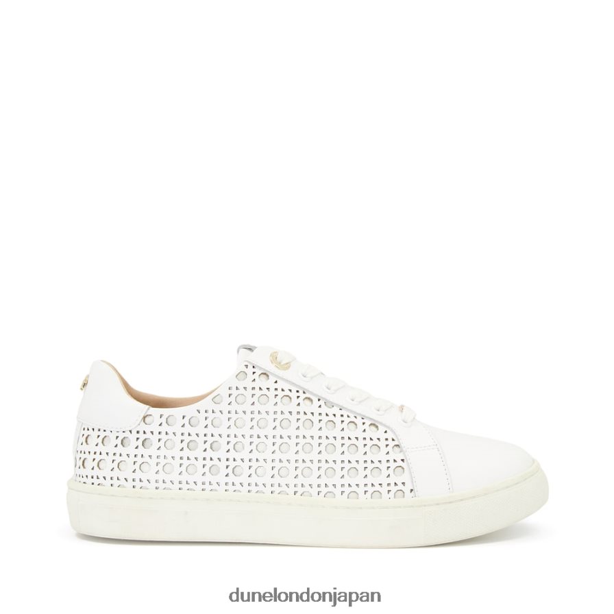 容易に レーザーカット レザースニーカー 白 女性 Dune London 4JB82R481