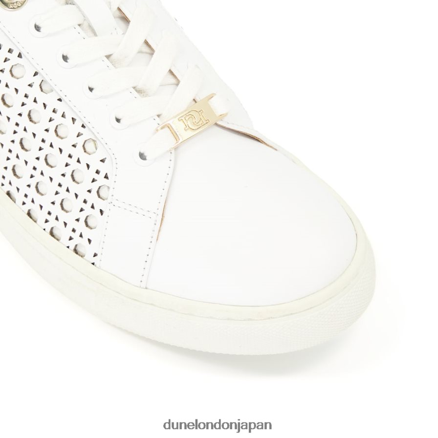 容易に レーザーカット レザースニーカー 白 女性 Dune London 4JB82R481