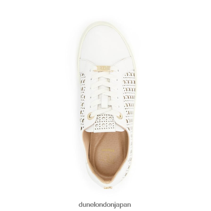 容易に レーザーカット レザースニーカー 白 女性 Dune London 4JB82R481