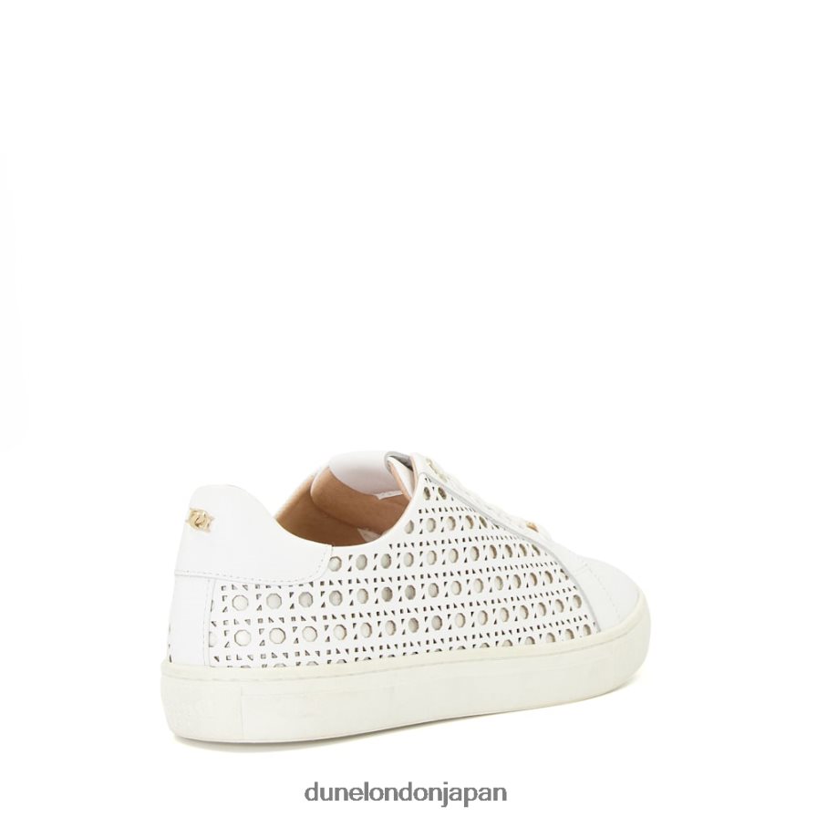 容易に レーザーカット レザースニーカー 白 女性 Dune London 4JB82R481