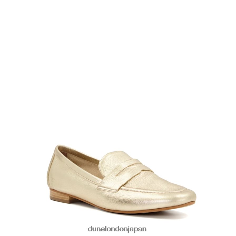 ジャネッタ フラットペニーローファー 金 女性 Dune London 4JB82R482