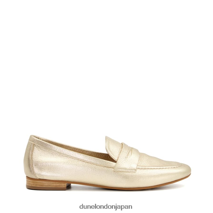 ジャネッタ フラットペニーローファー 金 女性 Dune London 4JB82R482