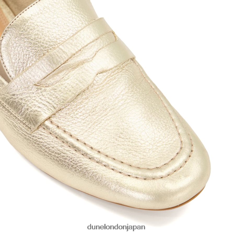 ジャネッタ フラットペニーローファー 金 女性 Dune London 4JB82R482