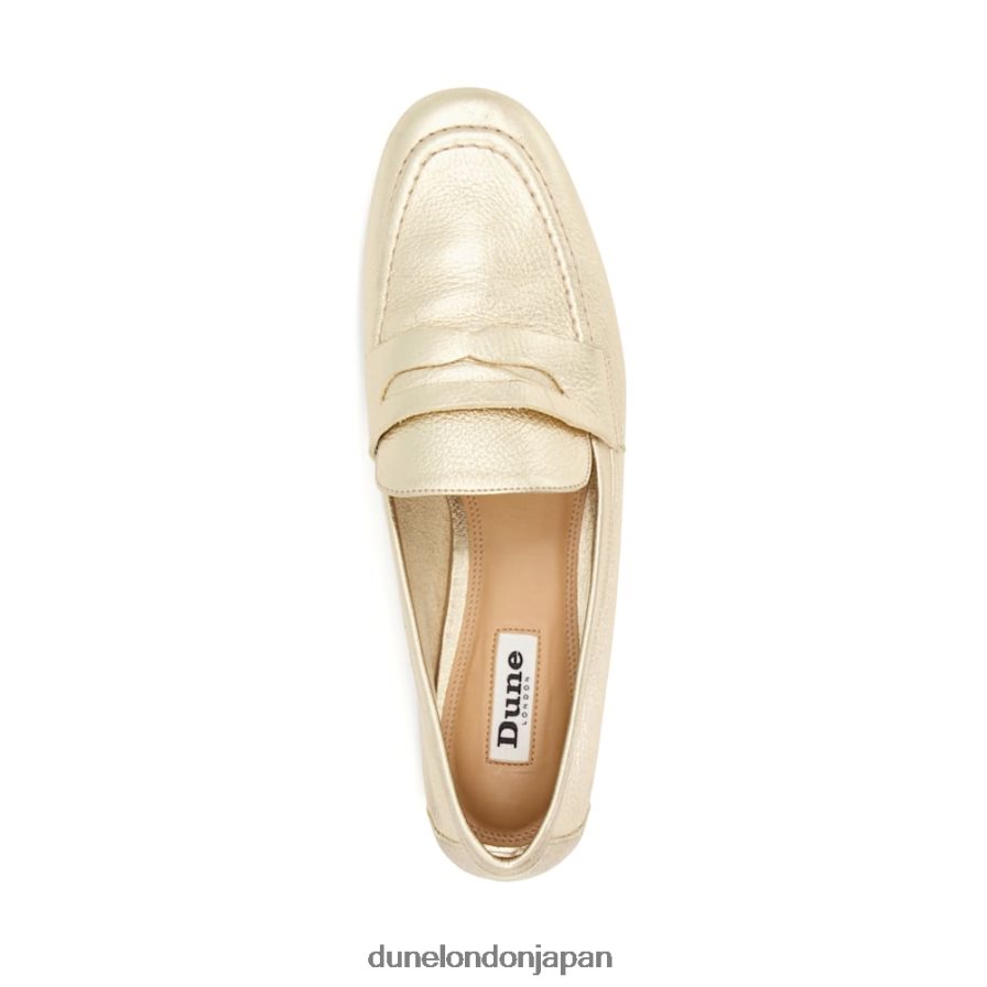 ジャネッタ フラットペニーローファー 金 女性 Dune London 4JB82R482