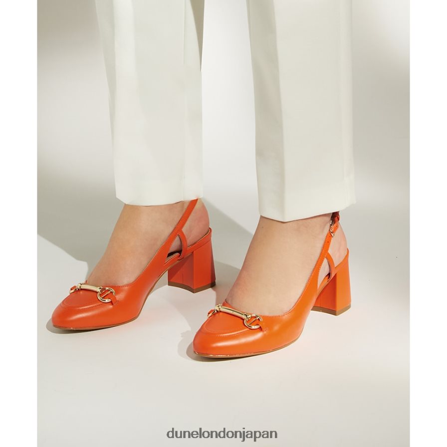 キャシー スナッフルトリム ブロックヒール スリングバック コート オレンジ 女性 Dune London 4JB82R492