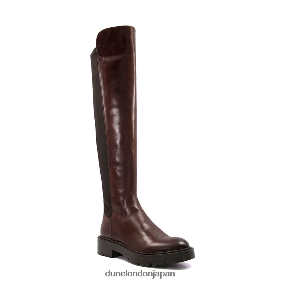 テラ 分厚いレザーのニーハイブーツ 茶色 女性 Dune London 4JB82R497