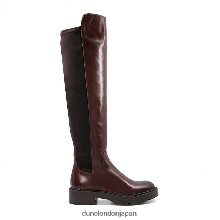 テラ 分厚いレザーのニーハイブーツ 茶色 女性 Dune London 4JB82R497
