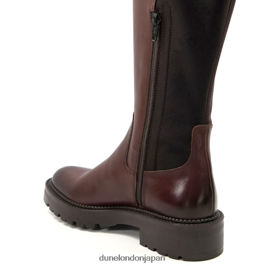 テラ 分厚いレザーのニーハイブーツ 茶色 女性 Dune London 4JB82R497