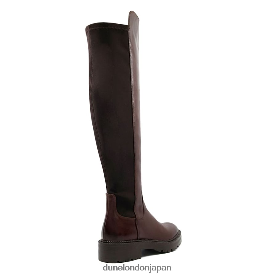 テラ 分厚いレザーのニーハイブーツ 茶色 女性 Dune London 4JB82R497