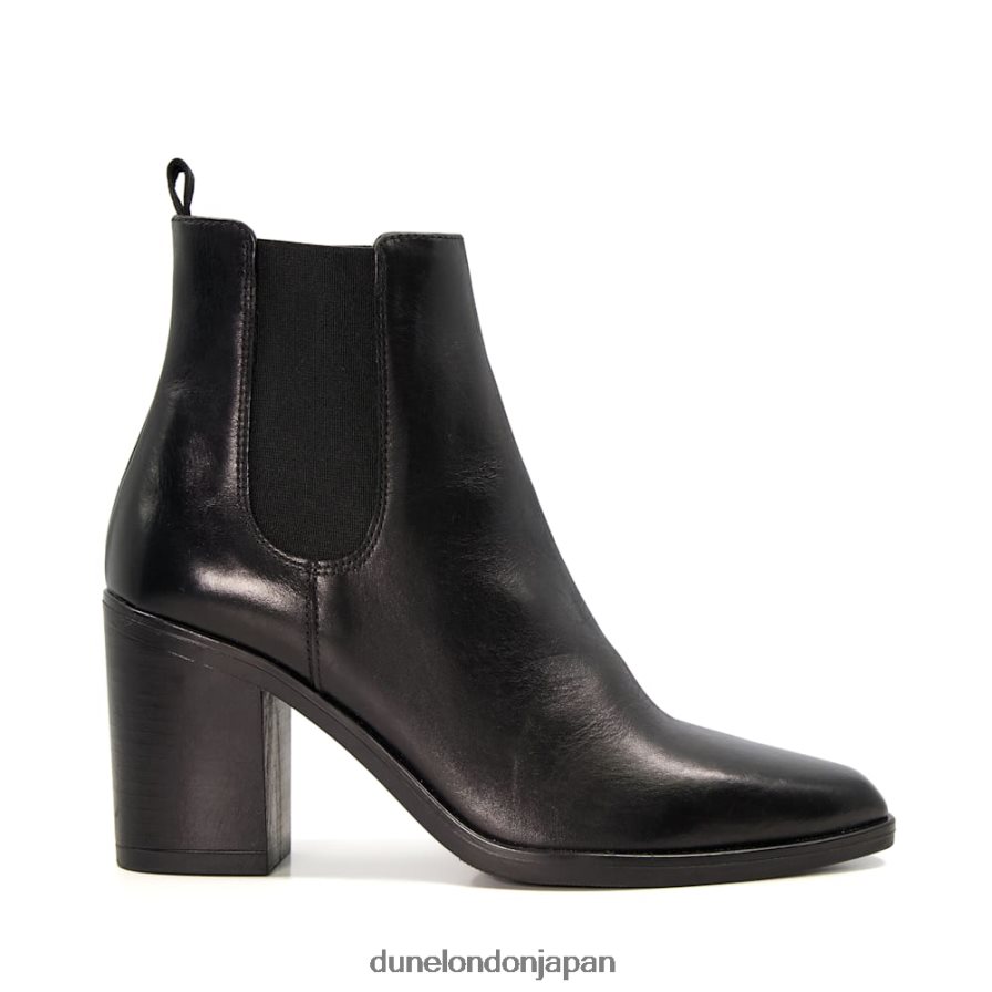 プレア レザーブロックヒール ウエスタンブーツ 黒 女性 Dune London 4JB82R499
