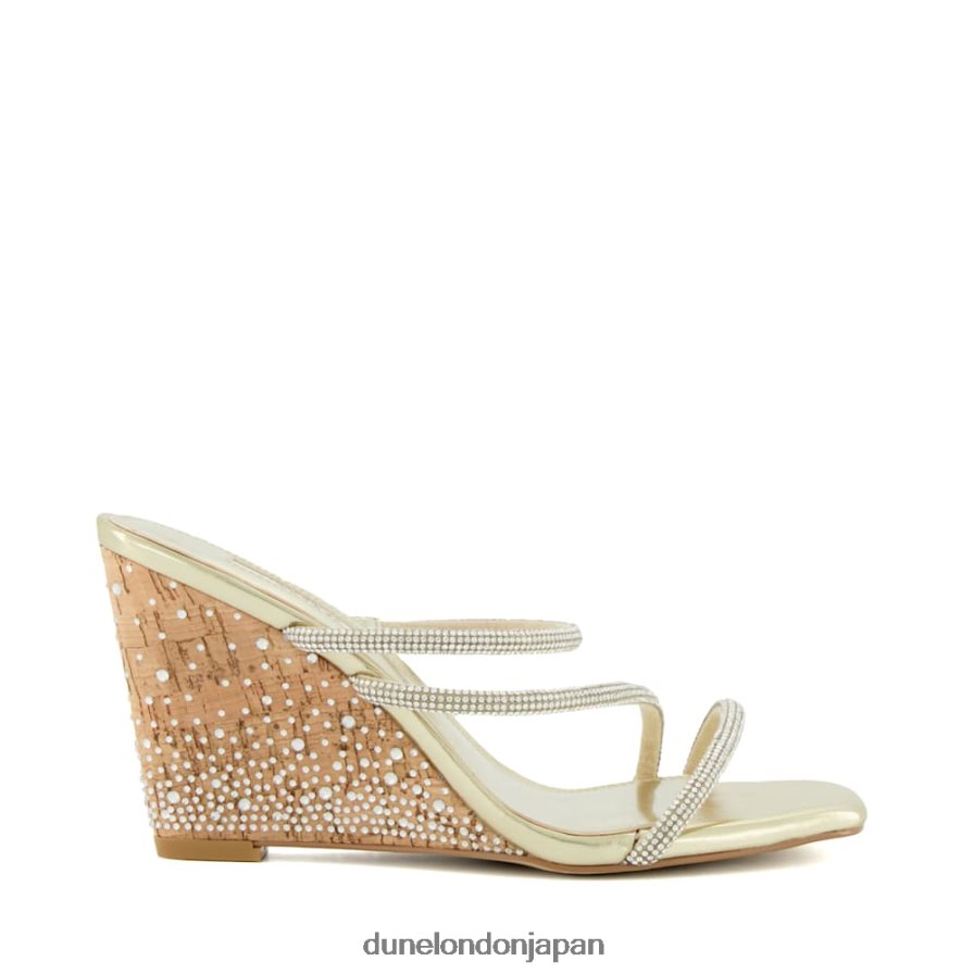 ミリ ディアマンテ コルクウェッジサンダル 金 女性 Dune London 4JB82R49