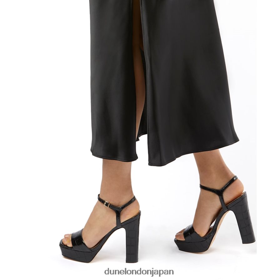 マッチ ストラップ付きプラットフォームヒールサンダル 黒 女性 Dune London 4JB82R504