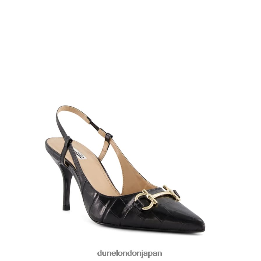 クリック クロコ調レザー スナッフルトリム スリングバック コート 黒 女性 Dune London 4JB82R509