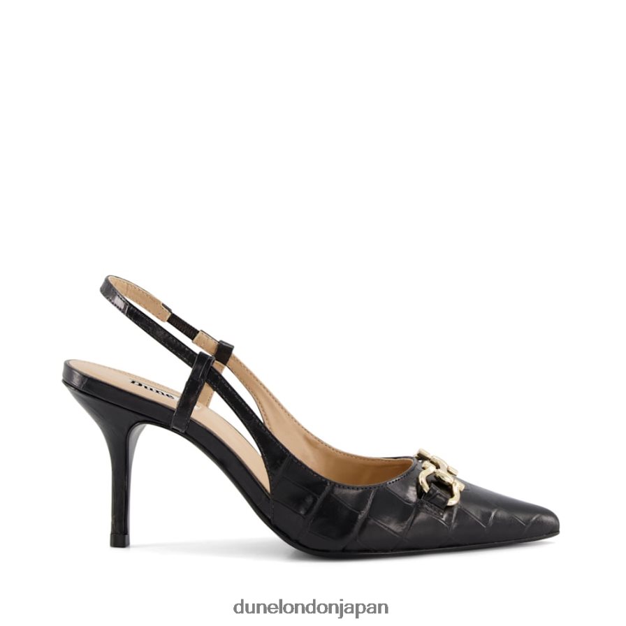 クリック クロコ調レザー スナッフルトリム スリングバック コート 黒 女性 Dune London 4JB82R509