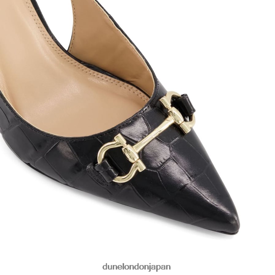 クリック クロコ調レザー スナッフルトリム スリングバック コート 黒 女性 Dune London 4JB82R509