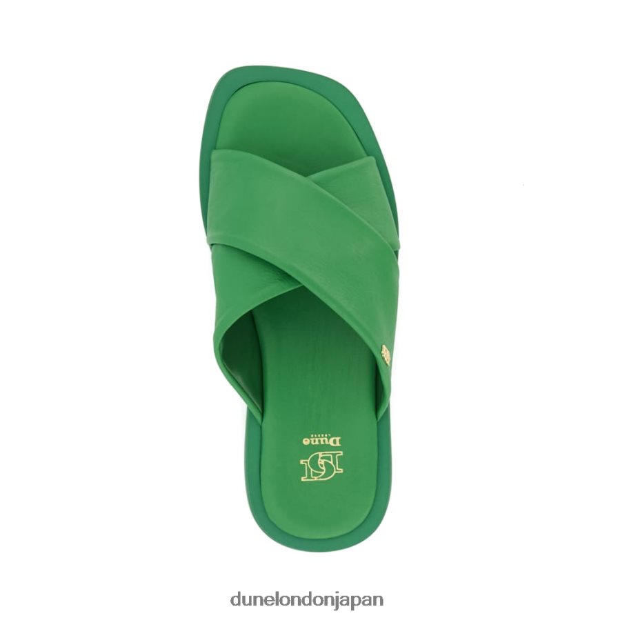 酒 レザーフラットサンダル 緑 女性 Dune London 4JB82R50